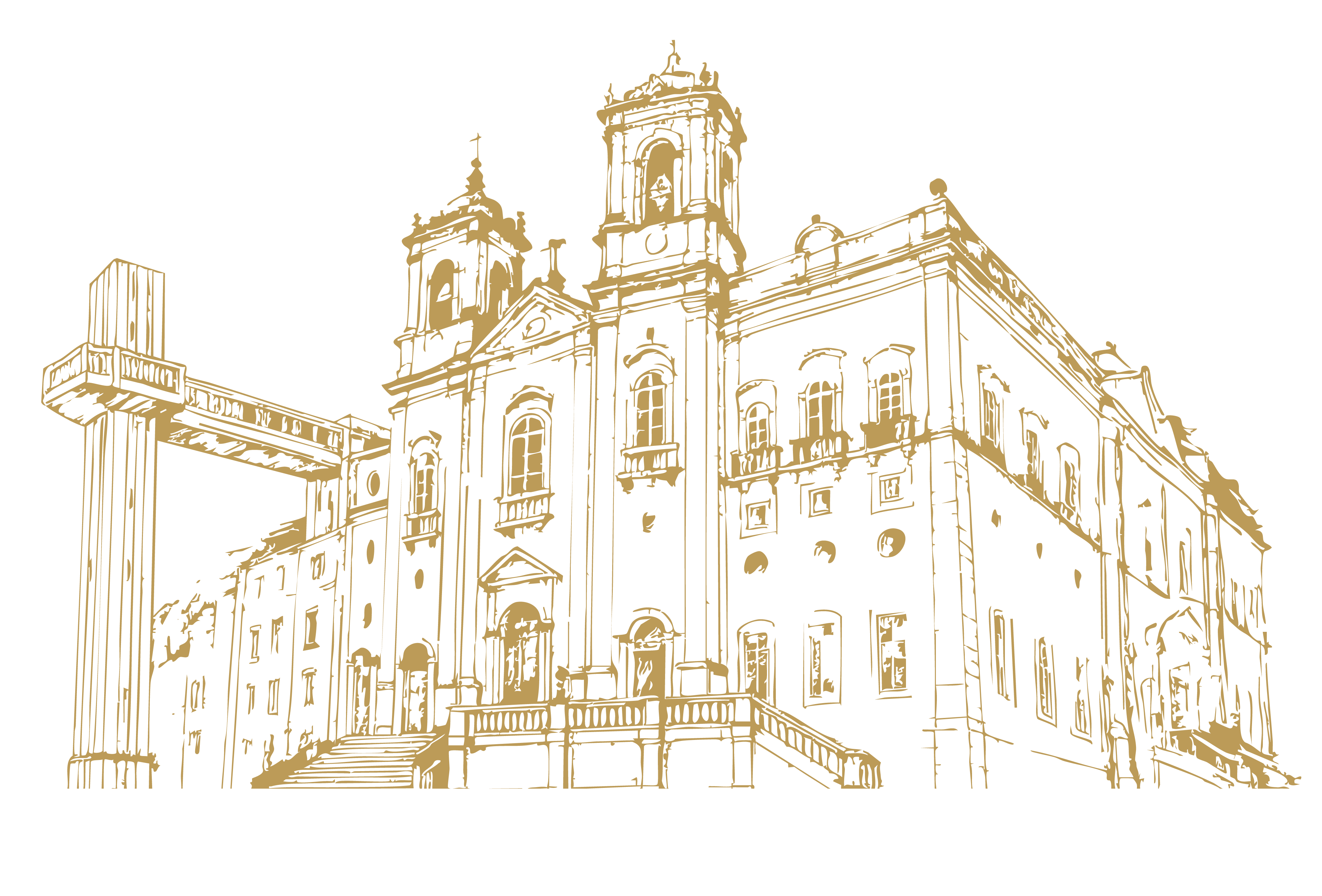 Ilustração em traço da Basílica Santuário Nossa Senhora da Conceição da Praia